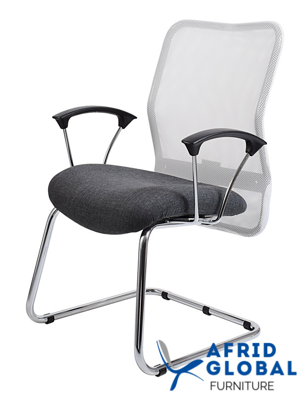 LISA NETTED MID BACK SIDE CHAIR - SLEIGH BASE