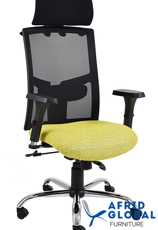 WINSTON NETTED HIGH BACK SYNCHRO WITH HEAD REST & COAT HANGER