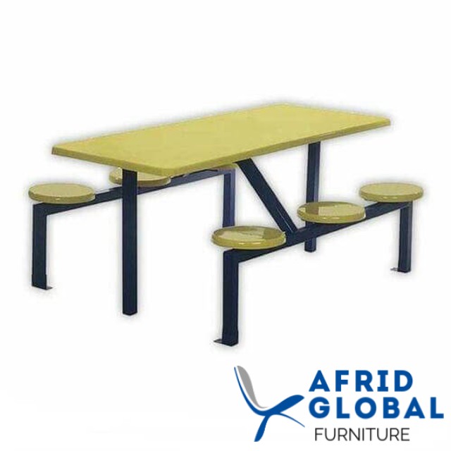 Six-Seater Canteen Rectangular Stool Set