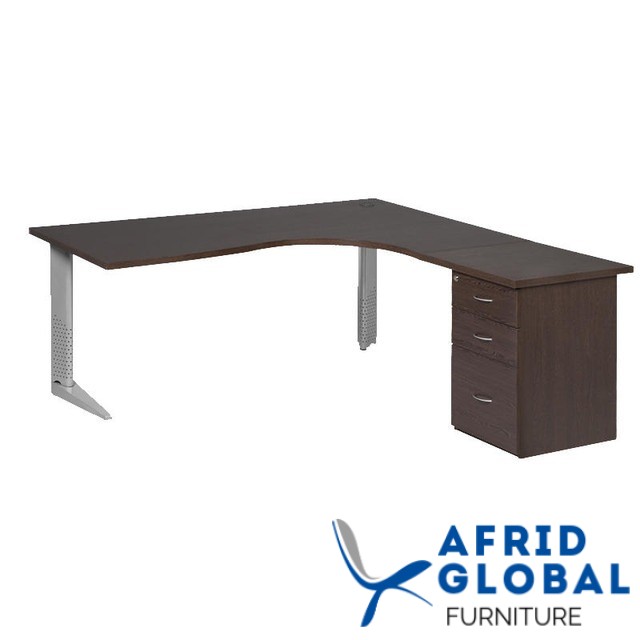 Cluster Desk with Steel Legs and Desk Height Pedestal