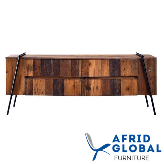 Rustique old Style Tv Stand with 4 Drawers