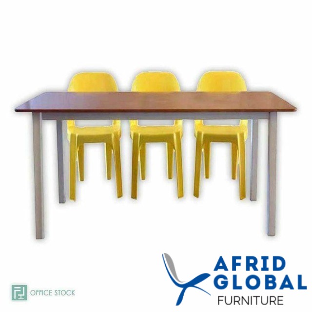 Rectangular Supawood Table with Metal Cradle Stand